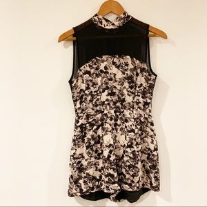 Kendall + Kylie | Black Floral Sheer Romper Small